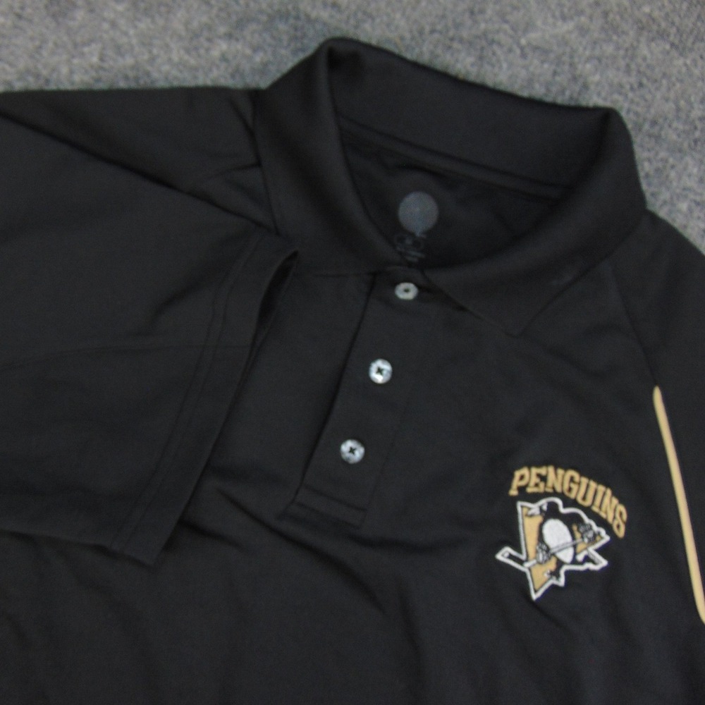 Pittsburgh Penguins Polo Shirt Mens‎ Large Black Solid NHL Hockey Fan Sportswear